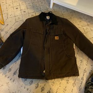 Men’s medium brown carhartt collard and lined coat.